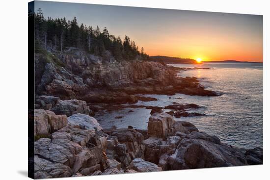 Rocks on the Coast at Sunrise, Little Hunters Beach, Acadia National Park, Maine, USA-null-Stretched Canvas