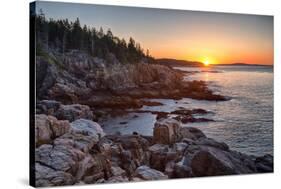 Rocks on the Coast at Sunrise, Little Hunters Beach, Acadia National Park, Maine, USA-null-Stretched Canvas