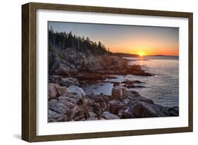 Rocks on the Coast at Sunrise, Little Hunters Beach, Acadia National Park, Maine, USA-null-Framed Photographic Print