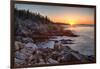 Rocks on the Coast at Sunrise, Little Hunters Beach, Acadia National Park, Maine, USA-null-Framed Premium Photographic Print