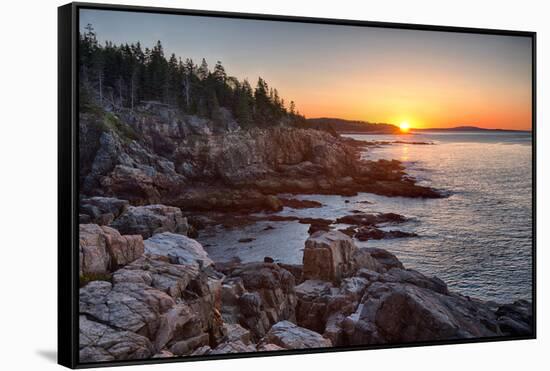 Rocks on the Coast at Sunrise, Little Hunters Beach, Acadia National Park, Maine, USA-null-Framed Stretched Canvas