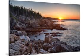 Rocks on the Coast at Sunrise, Little Hunters Beach, Acadia National Park, Maine, USA-null-Stretched Canvas