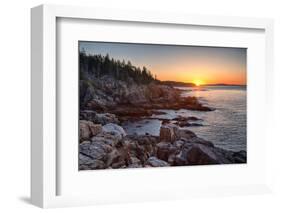 Rocks on the Coast at Sunrise, Little Hunters Beach, Acadia National Park, Maine, USA-null-Framed Photographic Print