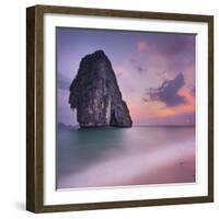 Rocks on the Phra Nang Beach, Evening Mood, Ao Nang, Krabi, Thailand-Rainer Mirau-Framed Photographic Print