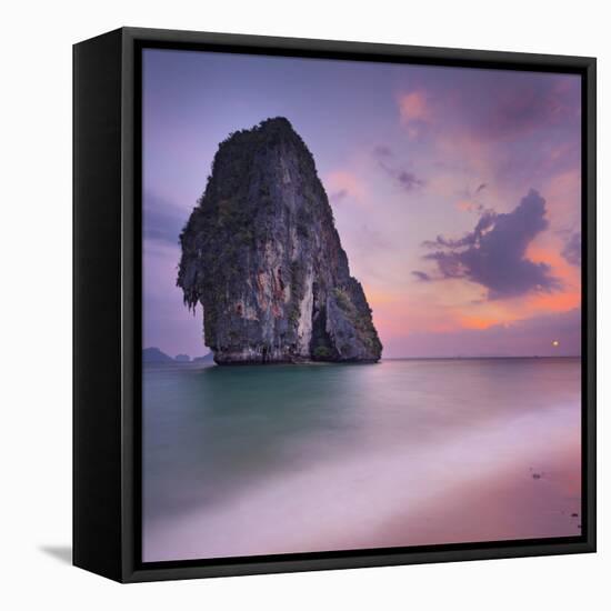 Rocks on the Phra Nang Beach, Evening Mood, Ao Nang, Krabi, Thailand-Rainer Mirau-Framed Stretched Canvas