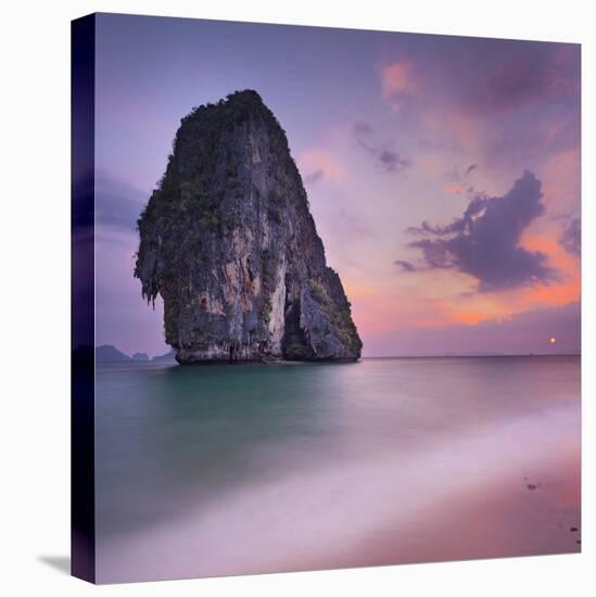 Rocks on the Phra Nang Beach, Evening Mood, Ao Nang, Krabi, Thailand-Rainer Mirau-Stretched Canvas
