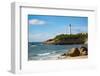 Rocks on the Sandy Beach and the Lighthouse in Biarritz, Pyrenees Atlantiques, Aquitaine-Martin Child-Framed Photographic Print