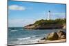 Rocks on the Sandy Beach and the Lighthouse in Biarritz, Pyrenees Atlantiques, Aquitaine-Martin Child-Mounted Photographic Print