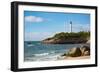 Rocks on the Sandy Beach and the Lighthouse in Biarritz, Pyrenees Atlantiques, Aquitaine-Martin Child-Framed Photographic Print