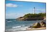 Rocks on the Sandy Beach and the Lighthouse in Biarritz, Pyrenees Atlantiques, Aquitaine-Martin Child-Mounted Photographic Print