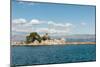 Rocks the Harbour Wall and a Statue of the Madonna in the Harbour at Trpanj Croatia-Julian Eales-Mounted Photographic Print