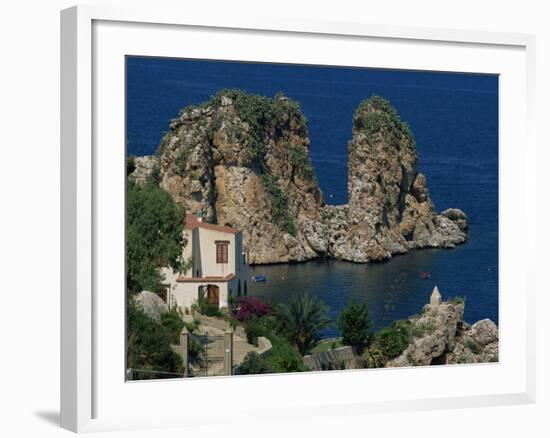 Rocks Towering in Golfo Di Castellammare, Slopello, Sicily, Italy, Europe-Pottage Julian-Framed Photographic Print