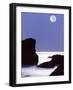 Rocks with Water and Full Moon, Laguna Beach, CA-Mitch Diamond-Framed Photographic Print