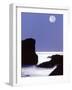 Rocks with Water and Full Moon, Laguna Beach, CA-Mitch Diamond-Framed Photographic Print