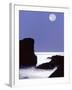 Rocks with Water and Full Moon, Laguna Beach, CA-Mitch Diamond-Framed Photographic Print