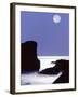 Rocks with Water and Full Moon, Laguna Beach, CA-Mitch Diamond-Framed Photographic Print