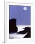 Rocks with Water and Full Moon, Laguna Beach, CA-Mitch Diamond-Framed Photographic Print