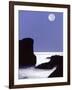 Rocks with Water and Full Moon, Laguna Beach, CA-Mitch Diamond-Framed Photographic Print