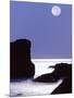 Rocks with Water and Full Moon, Laguna Beach, CA-Mitch Diamond-Mounted Photographic Print