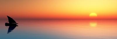 Small Boat and  Sunset  Sky-rocksuzi-Art Print