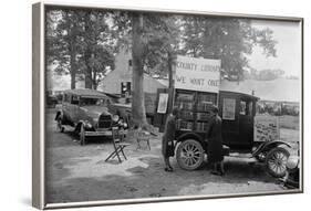 Rockville Fair Library Bookmobile Advertises the Need for a Library-null-Framed Art Print