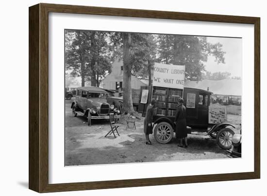 Rockville Fair Library Bookmobile Advertises the Need for a Library-null-Framed Art Print