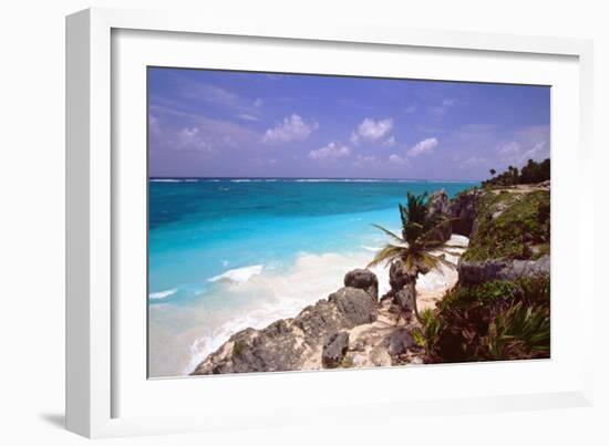 Rocky Beach Mayan Riviera Tulum Mexico-George Oze-Framed Photographic Print