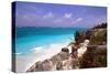Rocky Beach Mayan Riviera Tulum Mexico-George Oze-Stretched Canvas