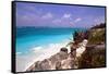 Rocky Beach Mayan Riviera Tulum Mexico-George Oze-Framed Stretched Canvas