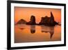 Rocky Beach Orange Sunset-Lantern Press-Framed Art Print