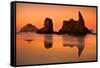 Rocky Beach Orange Sunset-Lantern Press-Framed Stretched Canvas