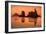 Rocky Beach Orange Sunset-Lantern Press-Framed Art Print