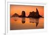 Rocky Beach Orange Sunset-Lantern Press-Framed Premium Giclee Print