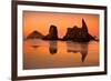 Rocky Beach Orange Sunset-Lantern Press-Framed Premium Giclee Print