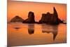 Rocky Beach Orange Sunset-Lantern Press-Mounted Premium Giclee Print