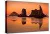 Rocky Beach Orange Sunset-Lantern Press-Stretched Canvas