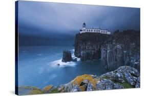 Rocky Cliff on the Sea, with a Lighthouse on the Reef, Neist Point, Isle of Skye, Scotland, Uk-ClickAlps-Stretched Canvas