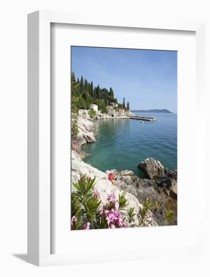 Rocky Coast and Harbour, Trsteno, Dubrovnik, Croatia, Europe-John Miller-Framed Photographic Print