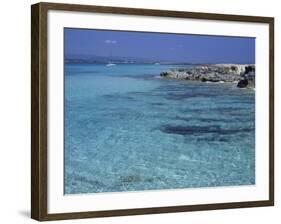 Rocky Coast and Sea, Formentera, Balearic Islands, Spain, Mediterranean, Europe-Vincenzo Lombardo-Framed Photographic Print