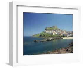 Rocky Coast and the Houses and Fort of Castelsardo on the Island of Sardinia, Italy, Mediterranean-Terry Sheila-Framed Photographic Print