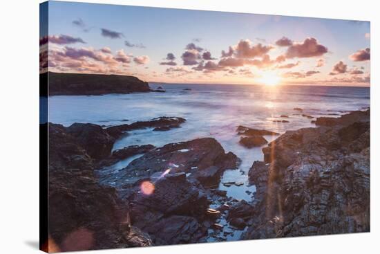 Rocky Coast at Treyarnon Bay at Sunset, Cornwall, England, United Kingdom, Europe-Matthew-Stretched Canvas