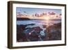 Rocky Coast at Treyarnon Bay at Sunset, Cornwall, England, United Kingdom, Europe-Matthew-Framed Photographic Print