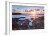 Rocky Coast at Treyarnon Bay at Sunset, Cornwall, England, United Kingdom, Europe-Matthew-Framed Photographic Print