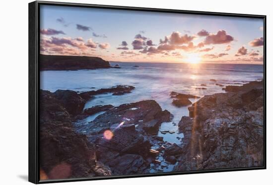 Rocky Coast at Treyarnon Bay at Sunset, Cornwall, England, United Kingdom, Europe-Matthew-Framed Photographic Print