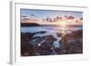 Rocky Coast at Treyarnon Bay at Sunset, Cornwall, England, United Kingdom, Europe-Matthew-Framed Photographic Print