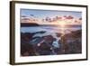 Rocky Coast at Treyarnon Bay at Sunset, Cornwall, England, United Kingdom, Europe-Matthew-Framed Photographic Print