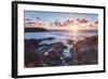 Rocky Coast at Treyarnon Bay at Sunset, Cornwall, England, United Kingdom, Europe-Matthew-Framed Photographic Print