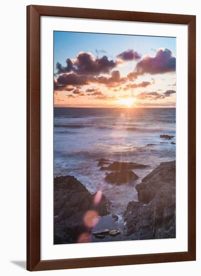 Rocky Coast at Treyarnon Bay at Sunset, Cornwall, England, United Kingdom, Europe-Matthew-Framed Photographic Print