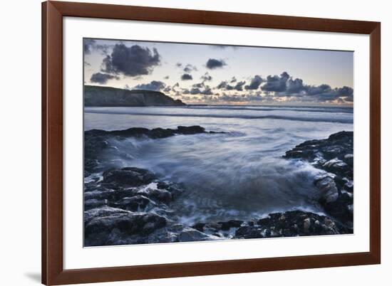 Rocky Coast at Treyarnon Bay at Sunset, Cornwall, England, United Kingdom, Europe-Matthew-Framed Photographic Print