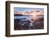 Rocky Coast at Treyarnon Bay at Sunset, Cornwall, England, United Kingdom, Europe-Matthew-Framed Photographic Print